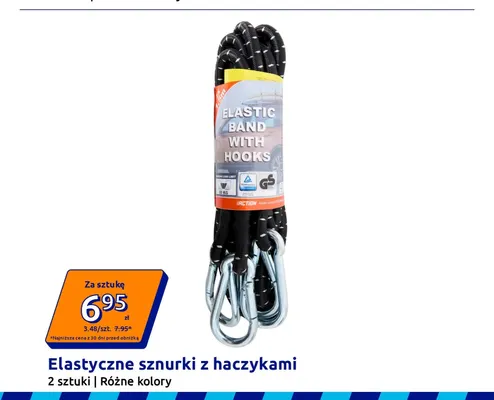 Elastyczne sznurki z haczykami promocja w Action