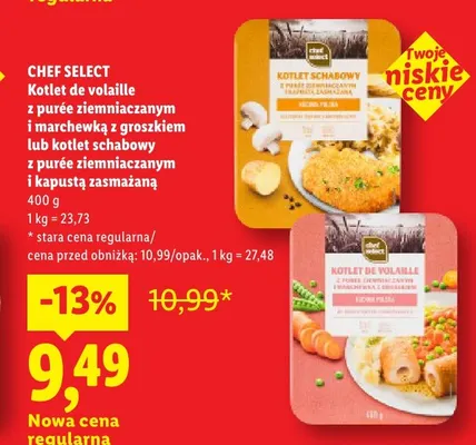 Kotlet de volaille z purée ziemniaczanym i marchewką z groszkiem Chef Select promocja w Lidl