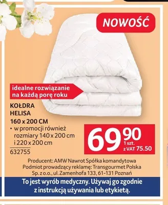 Kołdra Helisa 160x200cm promocja w Selgros