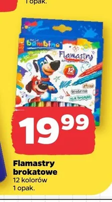 Flamastry brokatowe Bambino 12 kolorów promocja w Netto