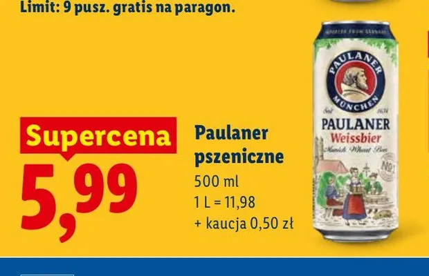 Piwo Paulaner pszeniczne promocja w Lidl
