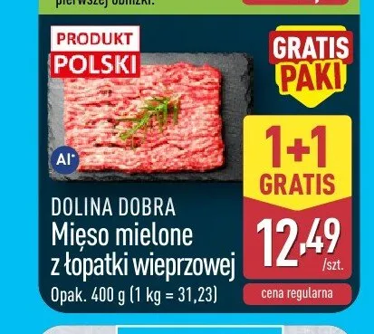 Mięso mielone z łopatki wieprzowej Dolina Dobra promocja w Aldi