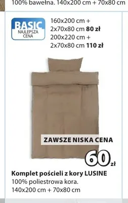 Komplet pościeli z kory Lusine 140x200 cm + 70x80 promocja w Jysk
