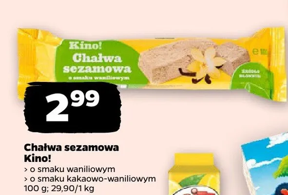 Chałwa sezamowa Kino! o smaku waniliowym promocja w Netto