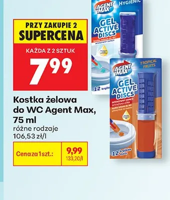 Kostka żelowa do WC Agent Max promocja w Biedronka