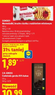 Czekolada gorzka 95% kakao J.D. Gross promocja w Lidl
