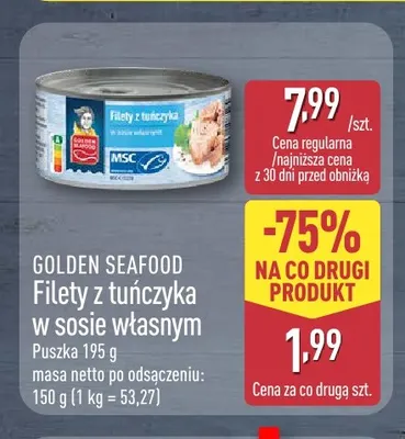 Filety z tuńczyka w sosie własnym Golden Seafood promocja w Aldi