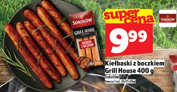 Kiełbaski z boczkiem Grill House 400g promocja w TOPAZ