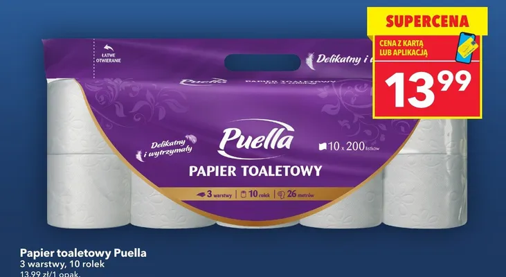 Papier toaletowy 3 warstwy, 10 rolek promocja w LEWIATAN