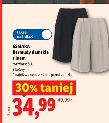 Bermudy damskie z lnem Esmara promocja w Lidl