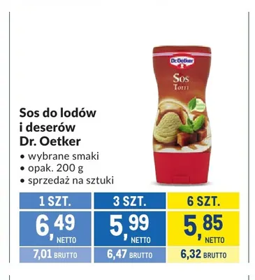 Sos do lodów i deserów Dr. Oetker promocja w Makro