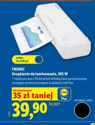 Urządzenie do laminowania Tronic promocja w Lidl