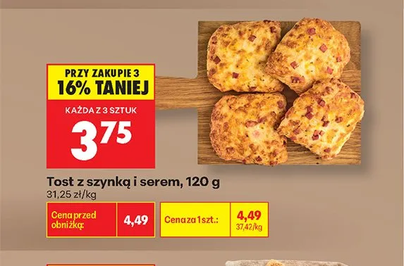 Tost z szynką i serem promocja w Biedronka