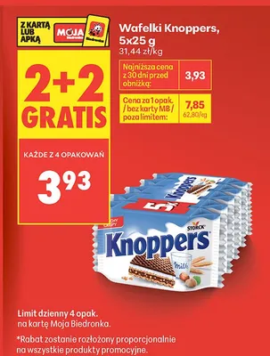 Wafelki Knoppers 5-pak 25g promocja w Biedronka