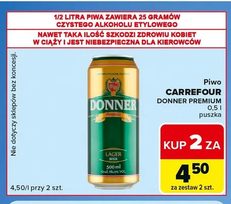 Piwo Carrefour Donner Premium promocja w Carrefour Express