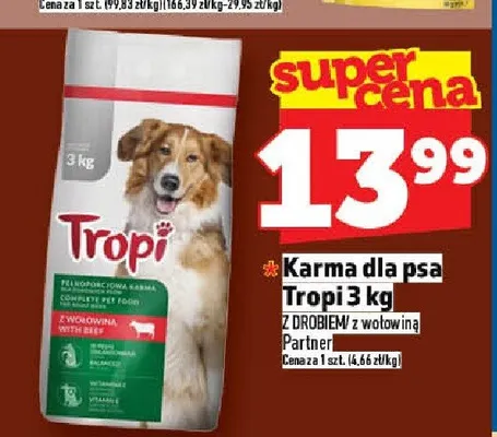 Karma dla psa Tropi z wołowiną promocja w TOPAZ