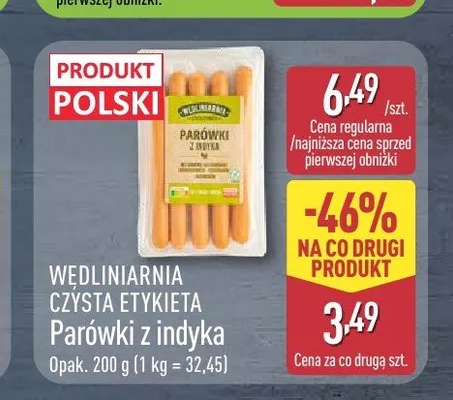 Parówki z indyka Wędliniarnia Czysta Etykieta promocja w Aldi