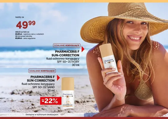 Fluid ochronno-korygujący Pharmaceris F Sun-Correction SPF 50+ 01 Ivory promocja w Ziko Dermo