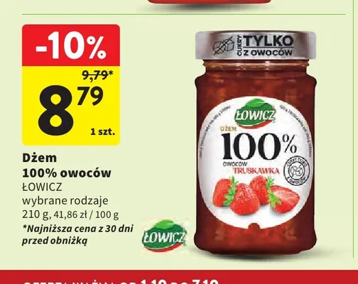 Dżem owoców Łowicz 100% promocja w Intermarche