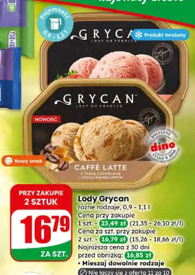 Lody Grycan różne rodzaje promocja w Dino