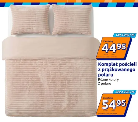 Komplet pościeli z prążkowanego polaru 140x200 cm promocja w Action