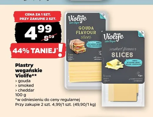 Plastry wegańskie Violife cheddar promocja w Netto