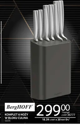 Komplet 6 noży w bloku Culina BergHOFF promocja w Selgros