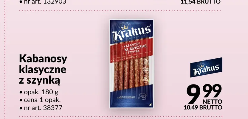 Kabanosy klasyczne z szynką Krakus promocja w Makro