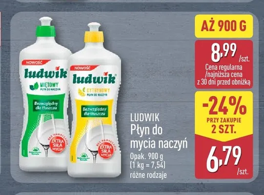 Płyn do mycia naczyń Ludwik cytrynowy promocja w Aldi