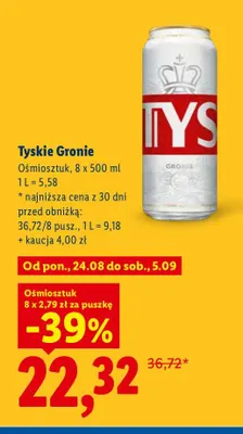 Piwo Tyskie Gronie 8-pak 500 ml promocja w Lidl
