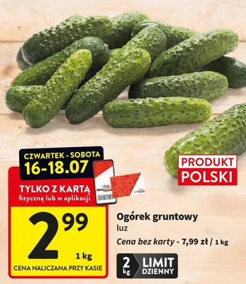 Ogórek gruntowy luz polski promocja w Intermarche
