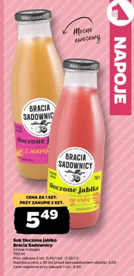 Sok tłoczone jabłko Bracia Sadownicy promocja w Netto