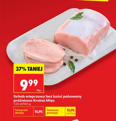 Schab wieprzowy bez kości pakowany próżniowo Kraina Mięs promocja w Biedronka