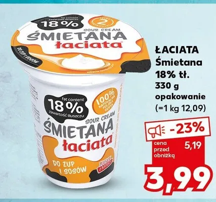 Śmietana łaciata 18% tł. promocja w Kaufland