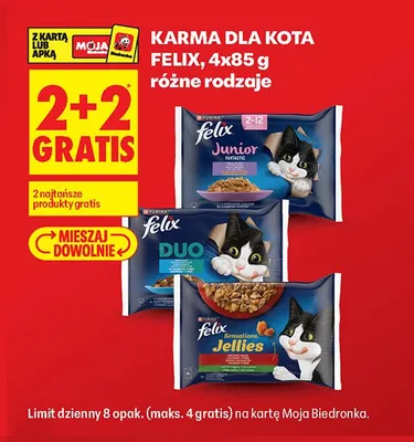 Karma dla kota Felix Duo 4-pak 85 g promocja w Biedronka