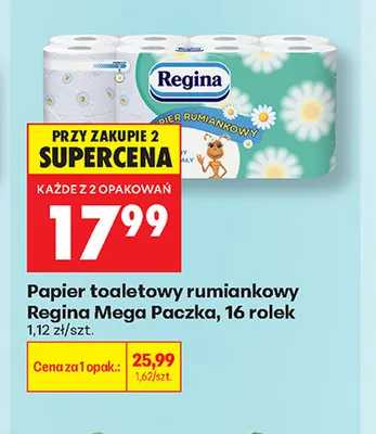Papier toaletowy rumiankowy Regina Mega Paczka promocja w Biedronka