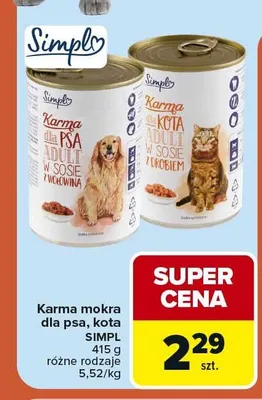 Karma mokra dla psa Simpl w sosie z wołowiną 415g promocja w Carrefour