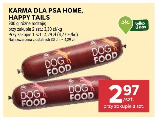 Karma dla psa Home, Happy Tails promocja w Stokrotka