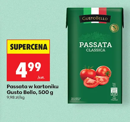 Passata w kartoniku Gusto Bello promocja w Biedronka
