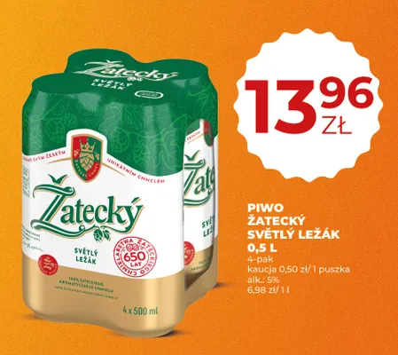 Piwo Žatecký Světlý Ležák 4-pak promocja w Duży Ben