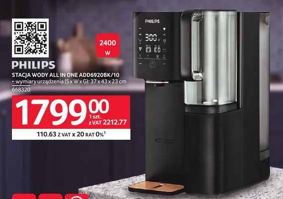 Stacja wody All in One ADD6920BK/10 Philips promocja w Selgros