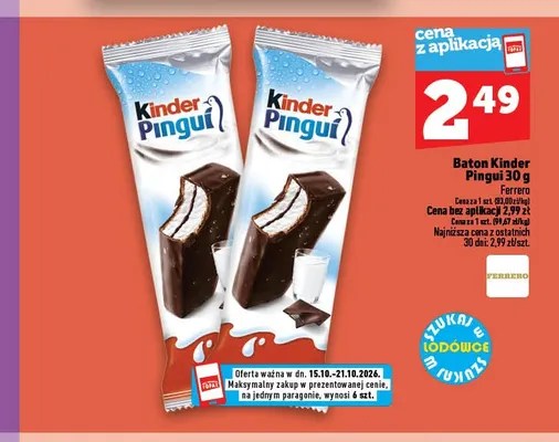 Baton Kinder Pingui promocja w TOPAZ
