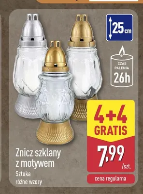 Znicz szklany z motywem promocja w Aldi