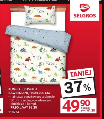 Komplet pościeli bawełnianej 140x200 cm promocja w Selgros