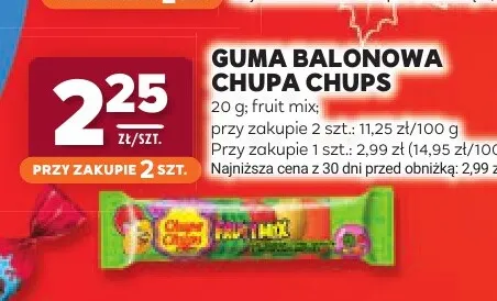 Guma balonowa fruit mix Chupa Chups promocja w Stokrotka