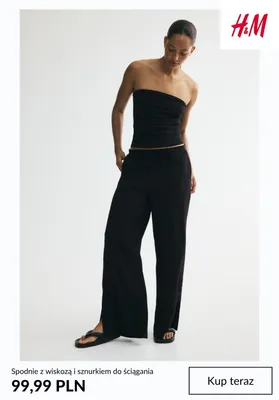 Spodnie z wiskozą i sznurkiem do ściągania H&M promocja w H&M