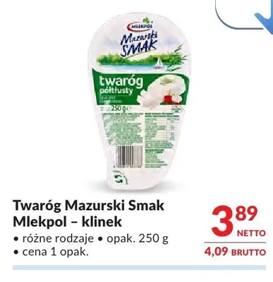 Twaróg Mazurski Smak Mlekpol klinek promocja w Makro