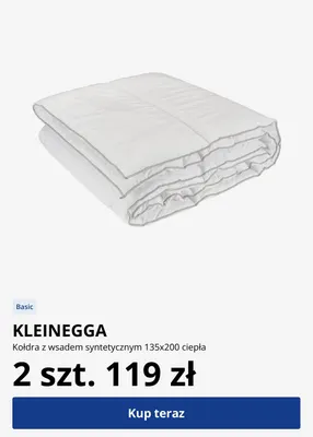 Kołdra z wsadem syntetycznym 135x200 ciepła Kleinegga promocja w Jysk