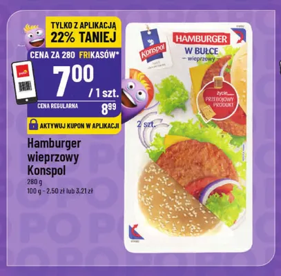 Hamburger wieprzowy Konspol promocja w POLOmarket
