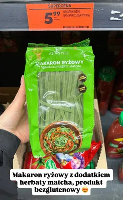 Makaron ryżowy z dodatkiem herbaty matcha Asia Style promocja w Biedronka